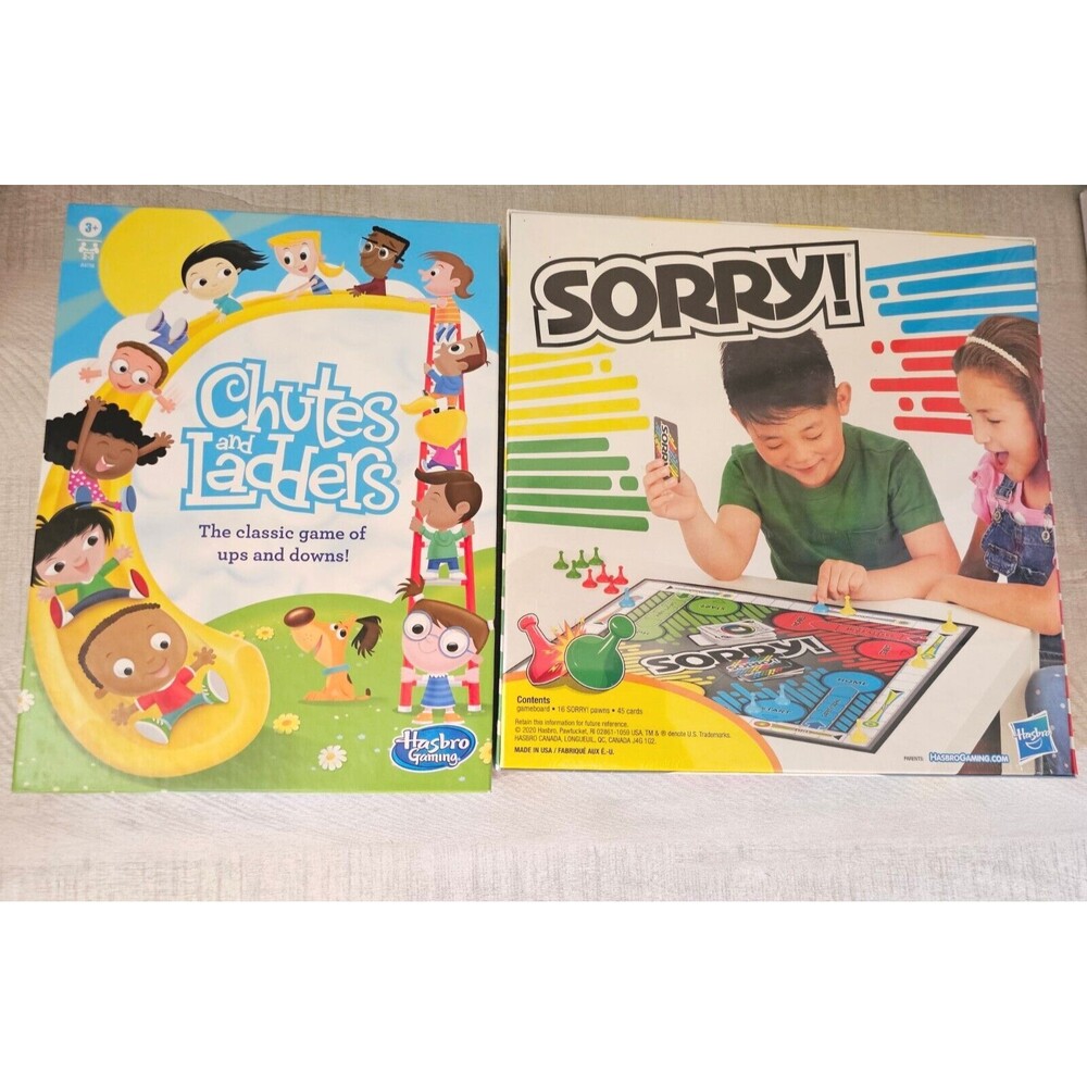Sorry/Chutes&Ladders Classic Family Board Games - Fun for Kids & Adults LOT